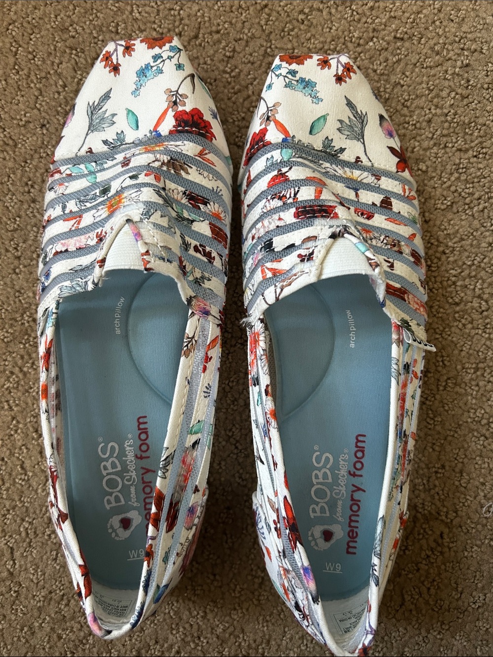 BOBS from Skechers Women's White Floral Slip-On Loafers